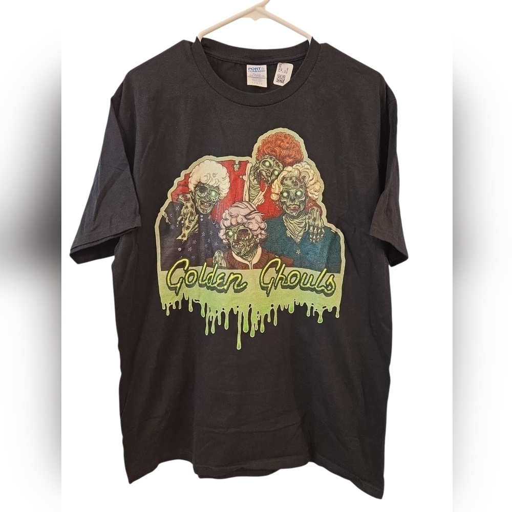GOLDEN GHOULS ZOMBIE GRAPHIC PARODY T- SHIRT. SIZE LARGE.